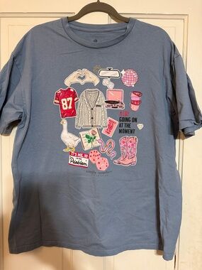 Simply Southern Blue Short-Sleeve Tee with Pink & Red Graphic Icons